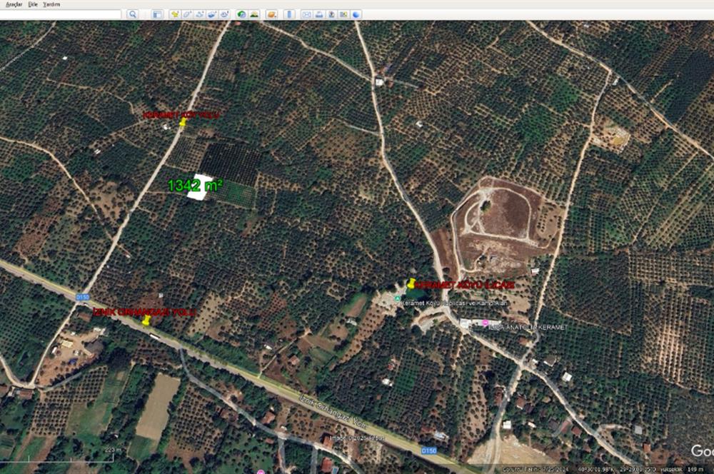 ORHANGAZİ KERAMET KÖYÜ'NDE 1342 m² ZEYTİNLİK