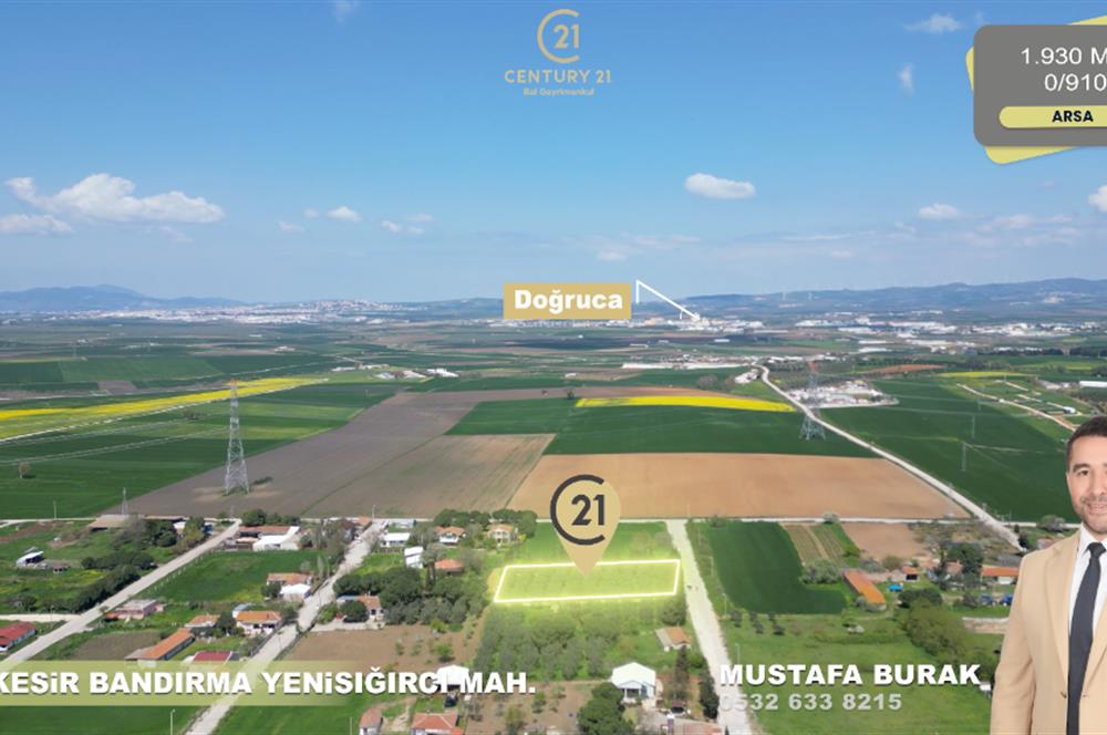 BANDIRMA YENİSIĞIRCI MAHALLESİNDE 1930 M2 İÇİNDE ZEYTİNLİK OLAN ARSA 