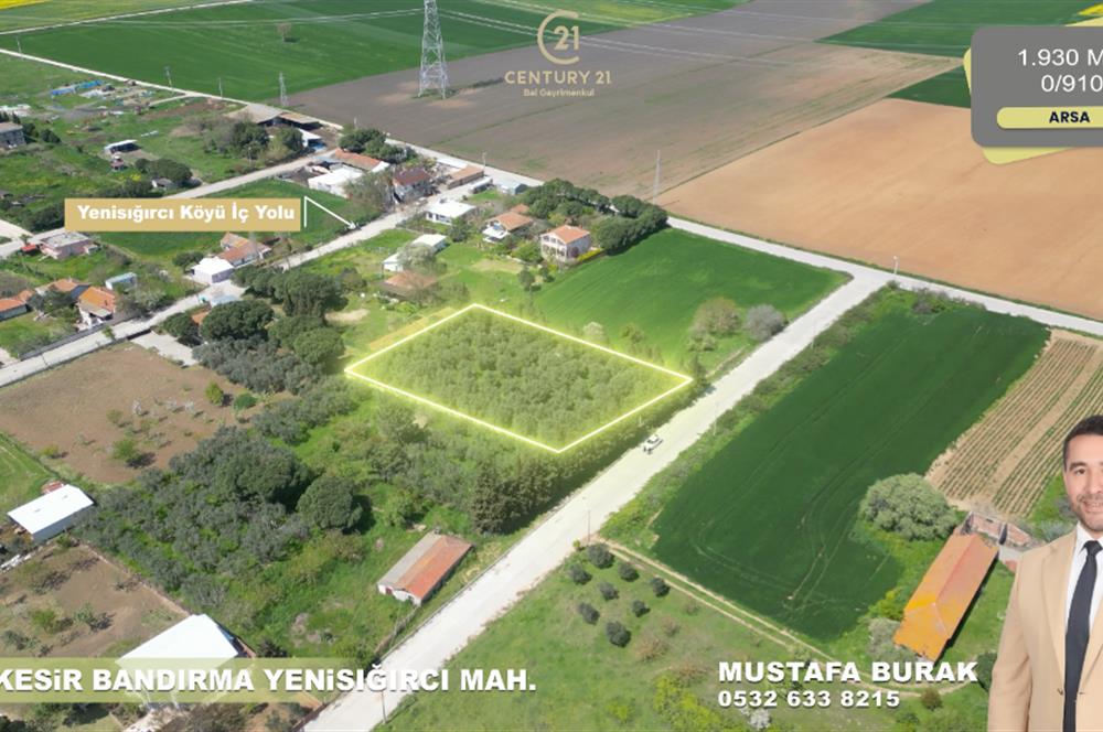 BANDIRMA YENİSIĞIRCI MAHALLESİNDE 1930 M2 İÇİNDE ZEYTİNLİK OLAN ARSA 