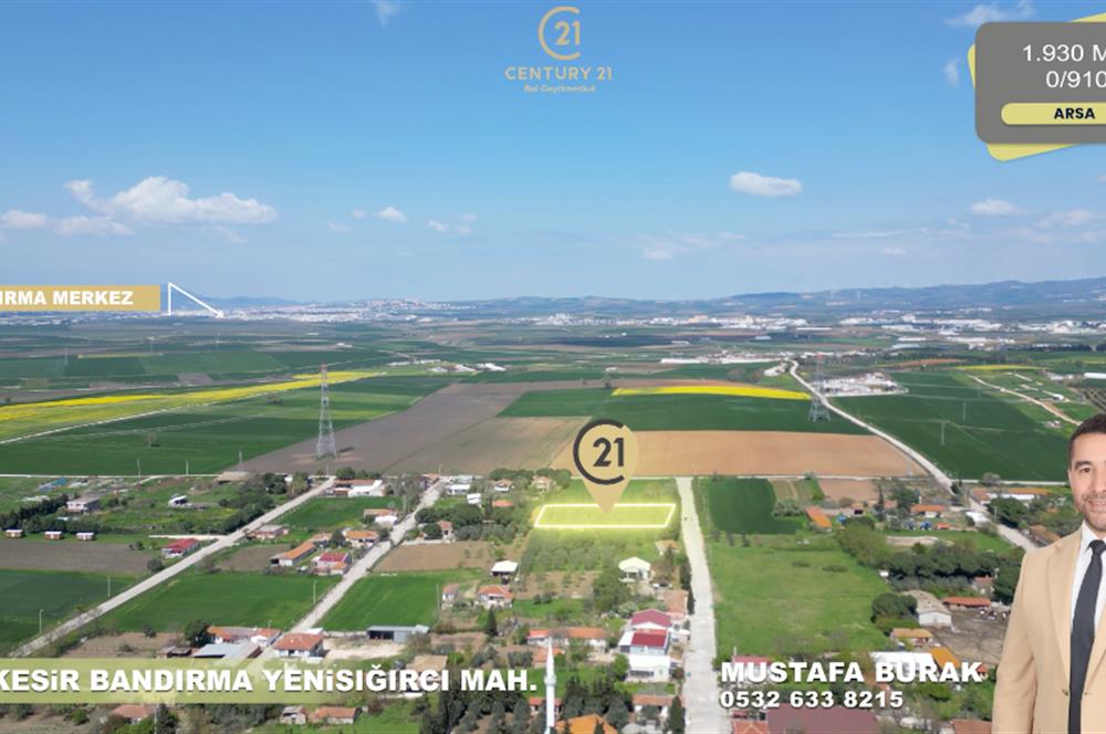BANDIRMA YENİSIĞIRCI MAHALLESİNDE 1930 M2 İÇİNDE ZEYTİNLİK OLAN ARSA 