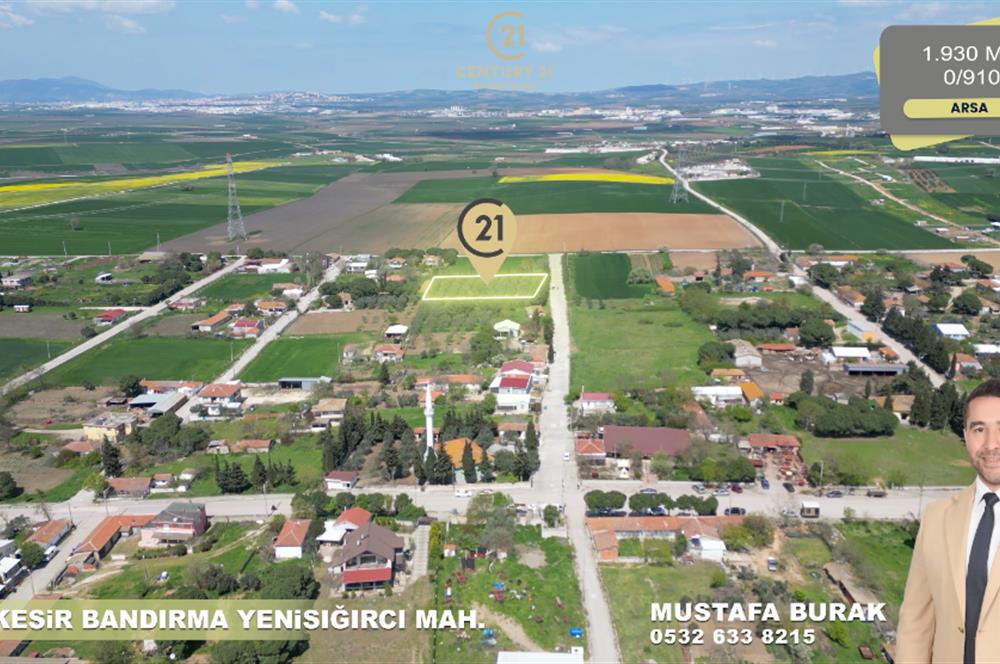 BANDIRMA YENİSIĞIRCI MAHALLESİNDE 1930 M2 İÇİNDE ZEYTİNLİK OLAN ARSA 