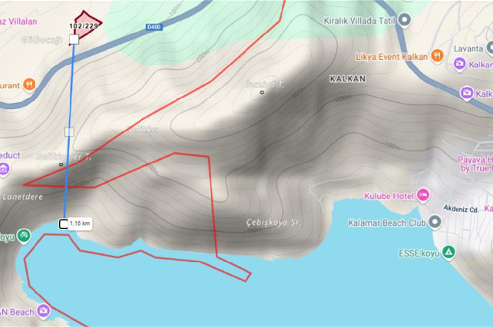 KAŞ YEŞİLKÖY'DE DENİZE 1 KM MESAFEDE ARSA