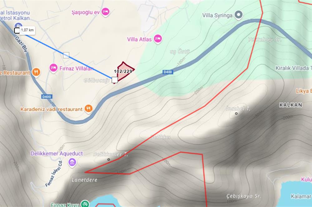 KAŞ YEŞİLKÖY'DE DENİZE 1 KM MESAFEDE ARSA