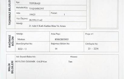 YAŞAM KENTDE SATILIK EŞYALI 1+1