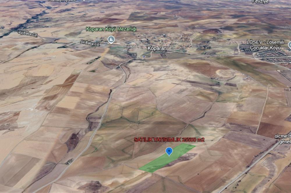 KOPARAN DA SATILIK 25500 m2 TEK TAPU YATIRIMLIK ARSA 