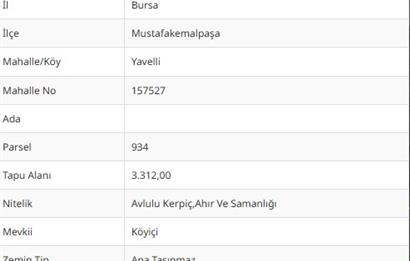 İSTANBUL OTOBANINA 15 KM 3.312,00M2 SATILIK ARSA