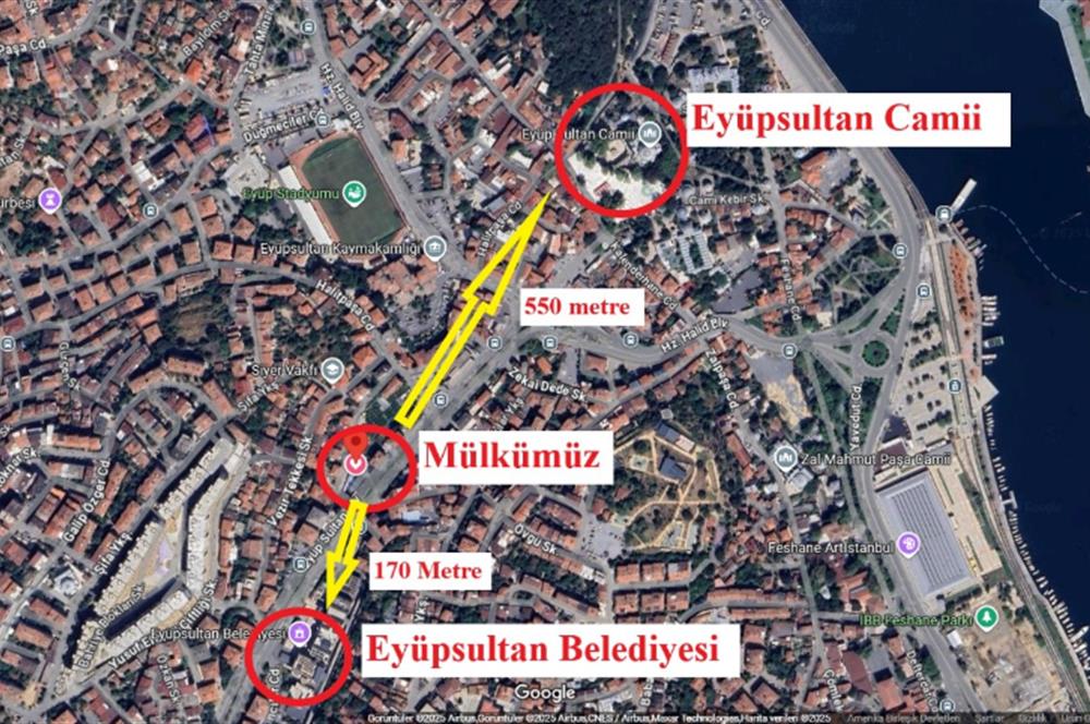 Eyüp Sultan camii'ne 550 metre müthiş konumda 5 katlı bina