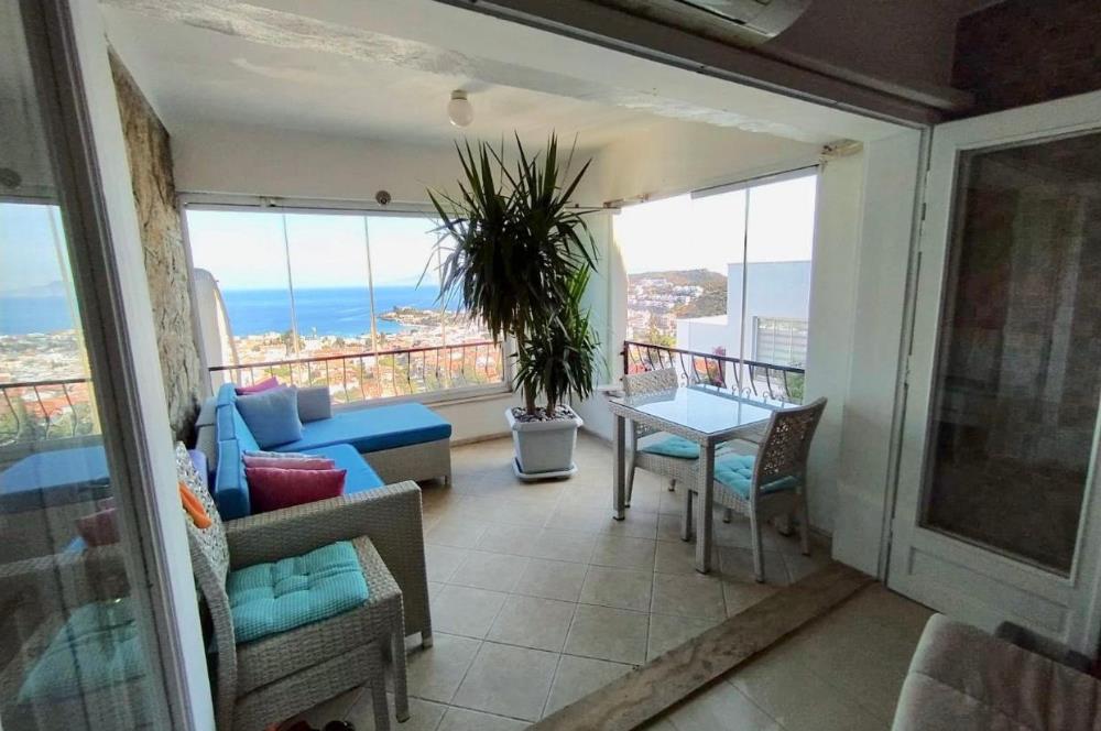 DATÇA MERKEZDE PANORAMİK DENİZ MANZARALI FULL EŞYALI KİRALIK2+1