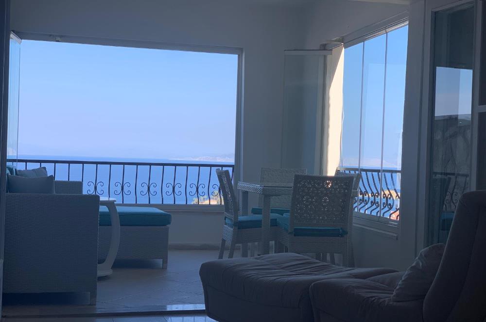 DATÇA MERKEZDE PANORAMİK DENİZ MANZARALI FULL EŞYALI KİRALIK2+1