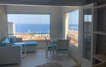 DATÇA MERKEZDE PANORAMİK DENİZ MANZARALI FULL EŞYALI KİRALIK2+1