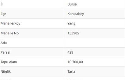 Karacabey/Yarış Mah. Satılık Tarla