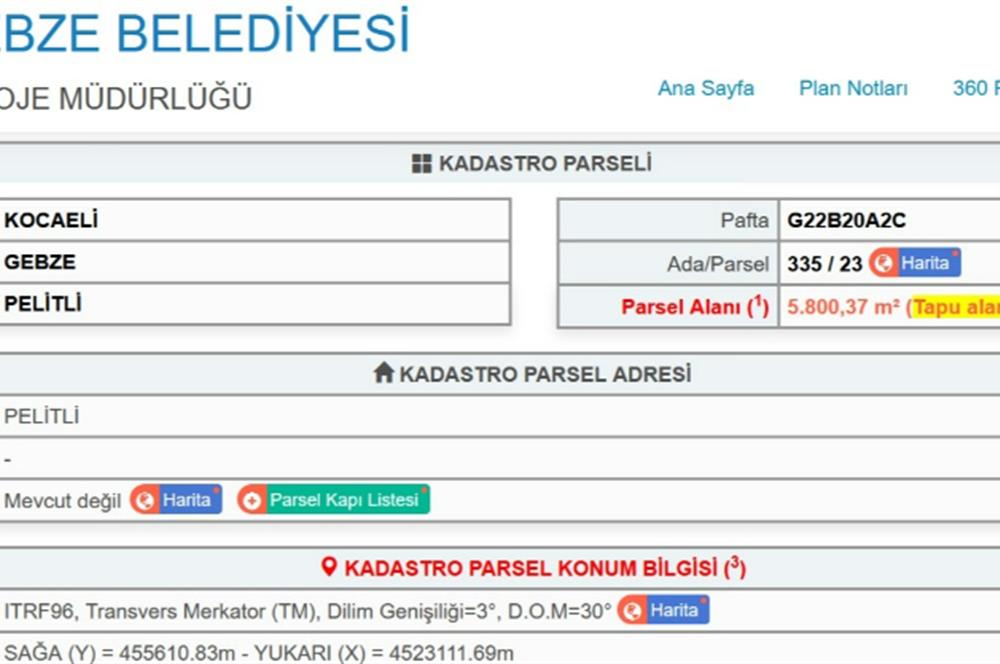 5.800 m² 4 Kat Konut İmarlı Arsa Gebze Pelitli Bağlar Düzünde