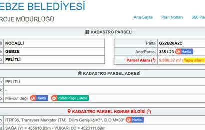 5.800 m² 4 Kat Konut İmarlı Arsa Gebze Pelitli Bağlar Düzünde