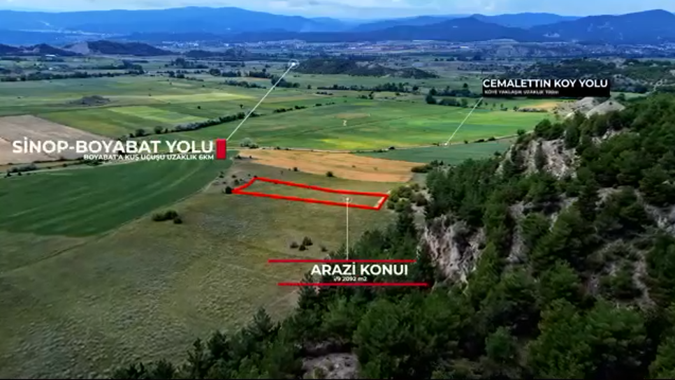 SİNOP BOYABAT YOLUNA ÇOK YAKIN 2092 M2 TARLA SATILIKTIR.