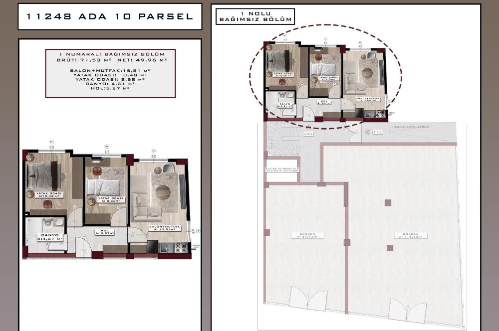 C21 BAL'dan ÖĞRETMEN EVİ KARŞISINDA 1+1 DAİRELER