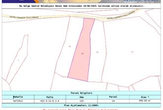 C21 Cius; Katırlı 999 m² Yola Cephe Satılık Zeytinlik