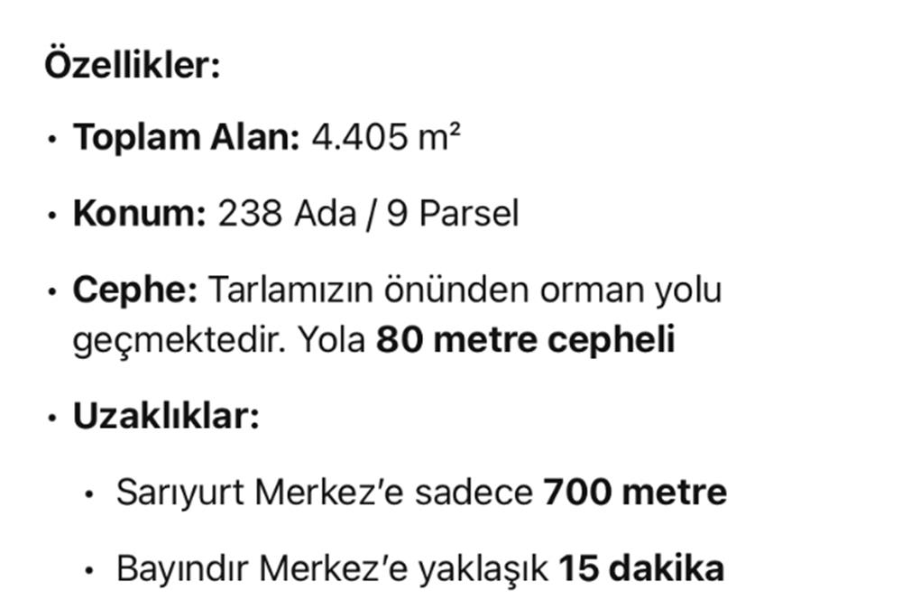 İzmir Bayındır Sarıyurt Mahallesi’nde 4405 m² Satılık Tarla!