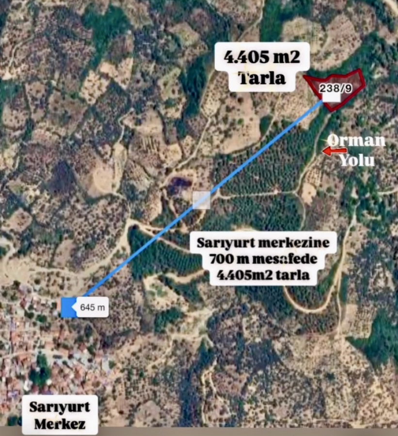 İzmir Bayındır Sarıyurt Mahallesi’nde 4405 m² Satılık Tarla!