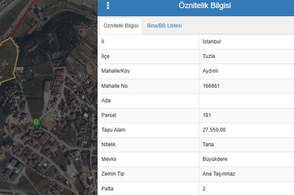 TUZLA AYDINLI'DA YATIRIMLIK TARLA