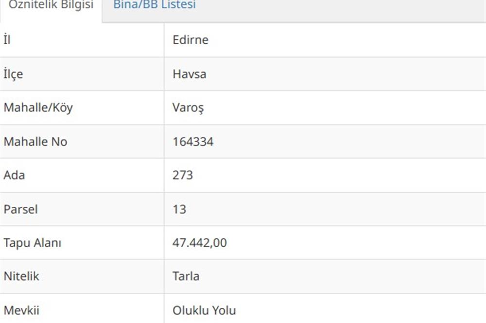 EDİRNE HAVSA'DA 47442 M² SATILIK TARLA