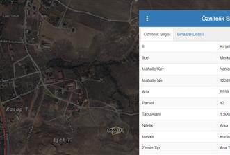 KIRŞEHİR MERKEZ YENİCE'DE SATILIK 1.500 m2 ARSA