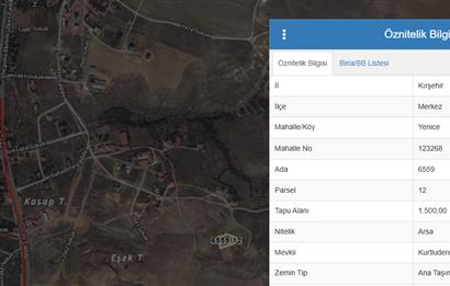 KIRŞEHİR MERKEZ YENİCE'DE SATILIK 1.500 m2 ARSA