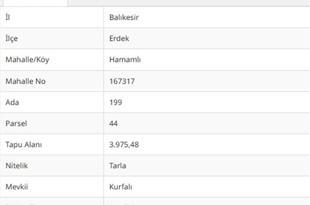 ERDEK HAMAMLIDA YATIRIMLIK TARLA FIRSATI!