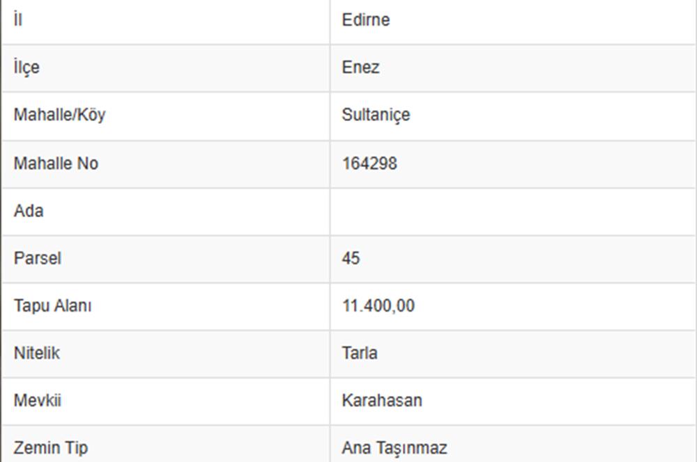 CENTURY21|NEXAR'DAN EDİRNE ENEZ SULTANİÇE- SATILIK 11400m2 TARLA