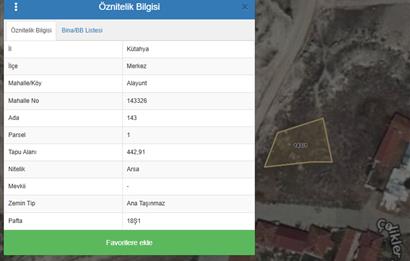 CENTURY 21 VİZYON'DAN KÜTAHYA ALAYUNT MAHALLESİNDE  SATILIK ARSA 
