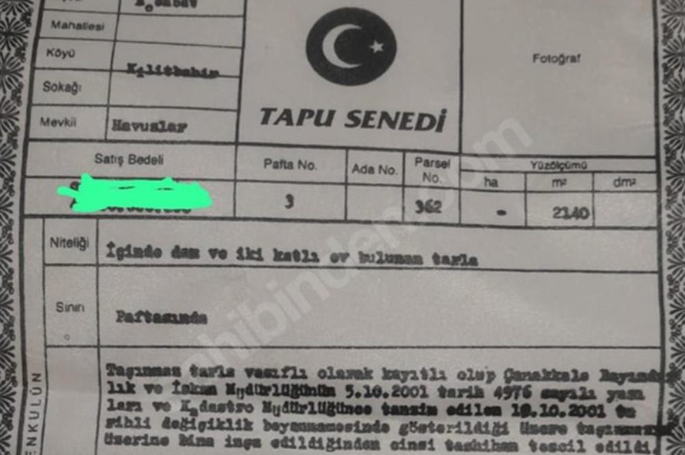 cenekkale eceabatta arsa ıcınde kargır bına ve agır