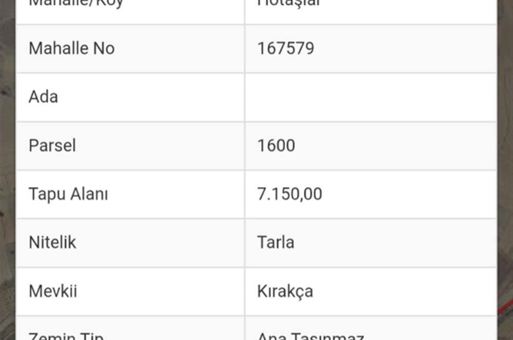 CENTURY21 BAL'DAN HOTAŞLAR MAH.DE SATILIK 7150 M2 TARLA