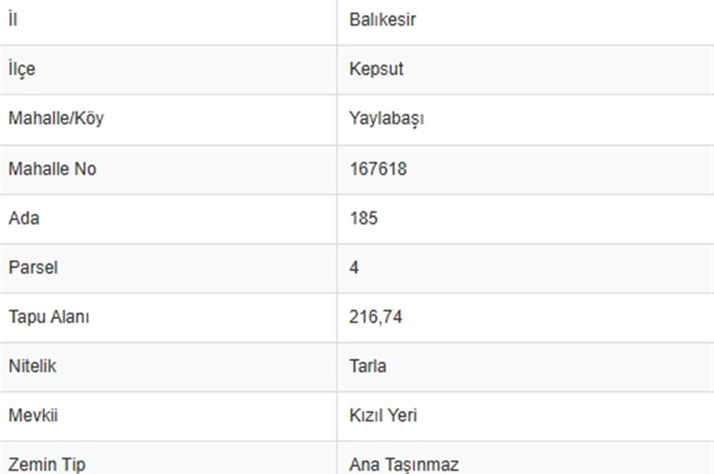 C21 BAL'DAN BALIKESİR KEPSUT YAYLABAŞI SATILIK TARLA