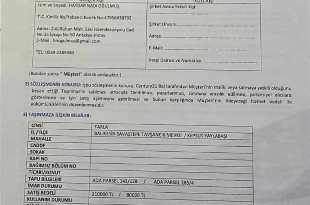 C21 BAL'DAN BALIKESİR KEPSUT YAYLABAŞI SATILIK TARLA