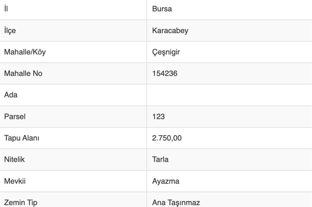 C21 Cius; Karacabey Çeşnigir 5450 m2 Satılık Tarla