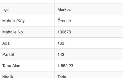 C21'DEN ÖRENCİK KÖYÜNDE 6628 m2 SATILIK TARLA