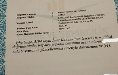 KANDIRA DA , İÇİNDE YAPI KAYIT BELGELİ EV OLAN 1.886 m2 TARLA