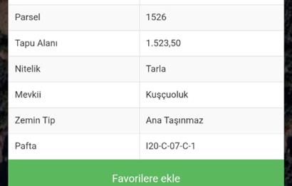 C21 LOCA'DAN KEPSUT SAYACIK MAHALLESİNDE 1523,50M2 SATILIK TARLA