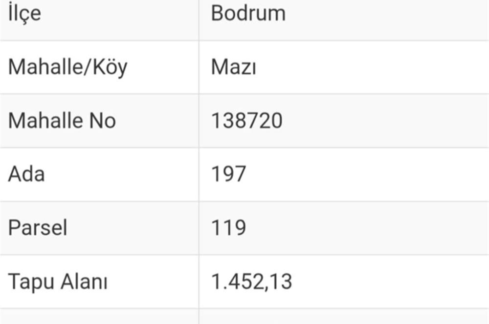 Bodrum -Mazı yatırımlık satılık tarla