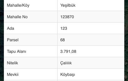 TRABZON ORTAHİSAR YEŞİLBÜK'TE 3791 M2 SATILIK TARLA