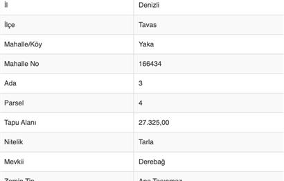 Tavas/Yaka Mahallesinde Satılık Tarla
