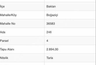 Denizli/Baklan/Boğaziçi Mahallesinde Satılık Fırsat Tarla