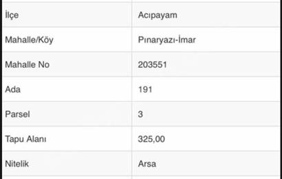Acıpayam/Pınaryazı'da Anayola Yakın Fırsat Arsa