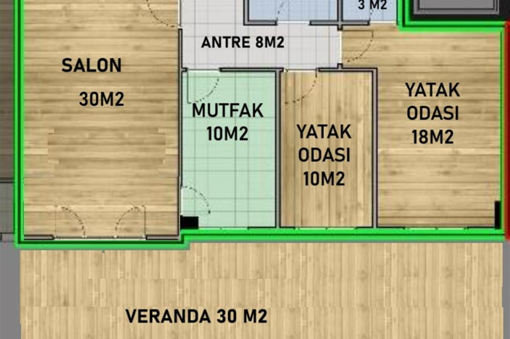 TUZLA ANATOLİA CİTY'DE VERENDA BAHÇE KULLANIMLI EBEVEYN BANYOLU KİRALIK 2+1