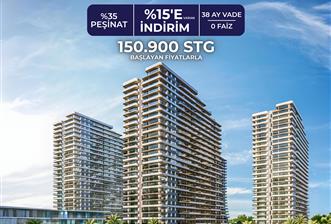 Kıbrıs İskele'nin En İyi Projesi Grand Sapphire Blu'da Ödeme Planlı Satılık Fırsat 1+1 Daire
