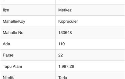 Bolu merkez köprücüler satılık tarla