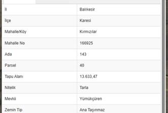 C21 BAL'DAN KIRMIZILAR MAH YAKIN, YOLU OLAN, SATILIK TARLA