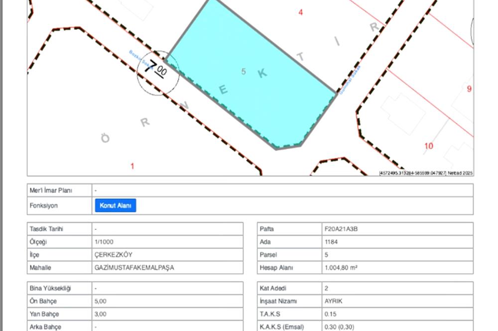 MERKEZDE 1.005m2 KÖŞE BAŞI TEK TAPU MÜSTAKİL PARSEL-2 VİLLALIK