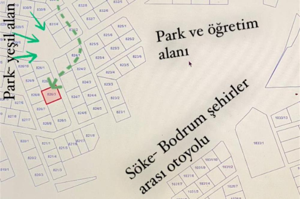 DİDİM/AKYENİKÖY’DE 585 M2, BAFA GÖLÜ MANZARALI, SATILIK VİLLA ARSASI