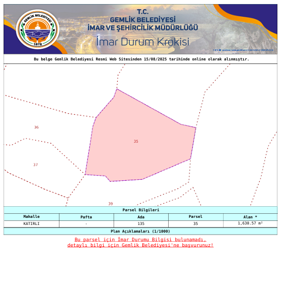 C21 Cius; Katırlı 1630m² Yola Cephe Satılık Bakımlı Zeytinlik