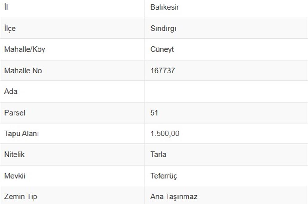 BALIKESİR SINDIRGI CÜNEYT (BAYIRLI) MAH. SATILIK VERİMLİ TARLA